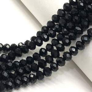 Бусины хрустальные рондель 8х6мм, нить-65 шт, черный матовый Бусины хрустальные рондель 8х6мм, нить-65 шт, черный матовый