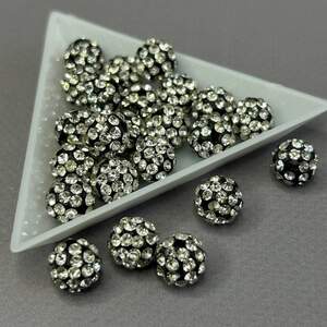 Бусины шамбала со стразами 10 мм, - черный