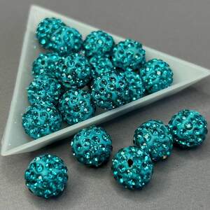 Бусины шамбала со стразами 12 мм, - голубой