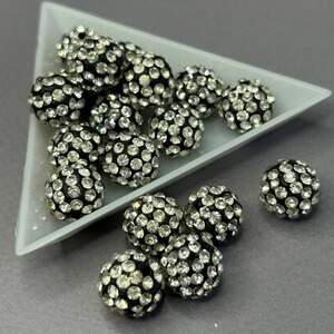 Бусины шамбала со стразами 12 мм, - черный