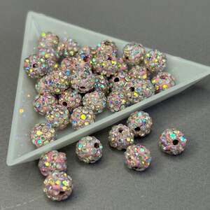 Бусины шамбала со стразами 8 мм, - розовый хамелеон