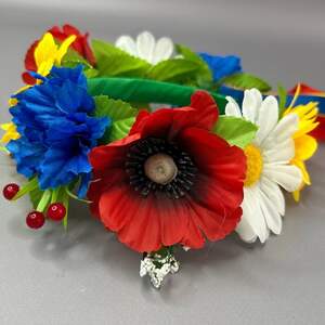 Веночек детский на обруче с лентами - маки