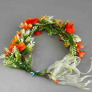 Весенний веночек с цветами азалии - оранжевый
