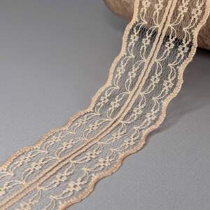 Гипюровое кружево сетка 4,5 см - капучино