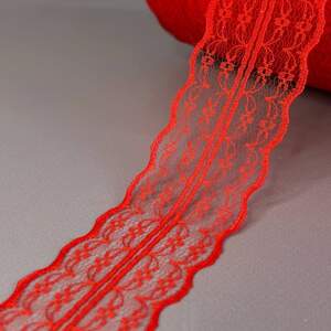 Гипюровое кружево сетка 4,5 см - красный