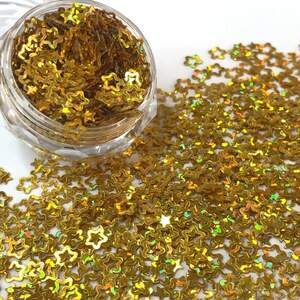 Глиттер 500 г, мелкие декоративные звездочки - золото голограмма Глиттер 500 г, мелкие декоративные звездочки - золото голограмма