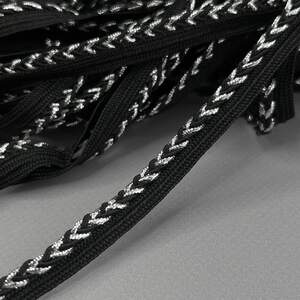 Кант вшивной, косичка 10 мм - черный с серебром