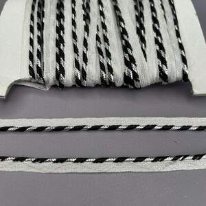 Кант вшивной, косичка с люрексом 8 мм - белый с серебром