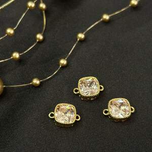 Коннектор с фианитами 7х10мм, позолота 18К Коннектор с фианитами 7х10мм, позолота 18К