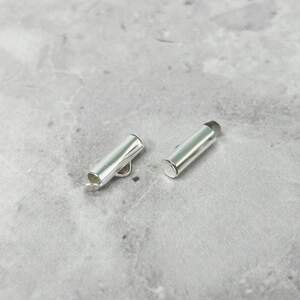 Концевик-трубочка слайдер для украшений 13 мм - светлое серебро