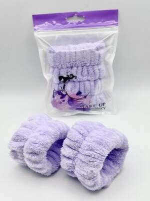 Косметические напульсники-манжеты для умывания, сиреневые Косметические напульсники-манжеты для умывания, сиреневые