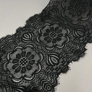 Кружево гипюр стрейч Подсолнух 21,5 см - черный
