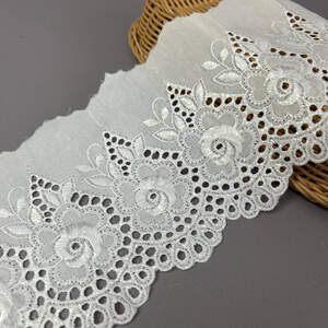 Кружево на батисте Прошва 13 см - белоснежный