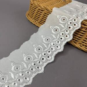 Кружево на батисте Прошва 7 см - белоснежный