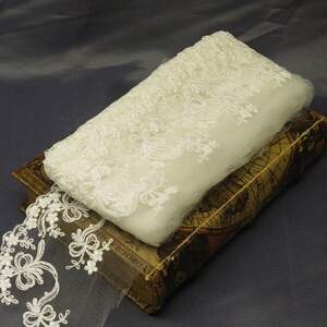 Кружево на сетке (фатине) Sindtex 12см (13м) Цвет - Айвори (77-МТ781-1) Кружево на сетке (фатине) Sindtex 12см (13м) Цвет - Айвори (77-МТ781-1)