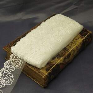 Кружево на сетке (фатине) Sindtex 7см (13м) Цвет - Айвори (77-LZ129-1) Кружево на сетке (фатине) Sindtex 7см (13м) Цвет - Айвори (77-LZ129-1)