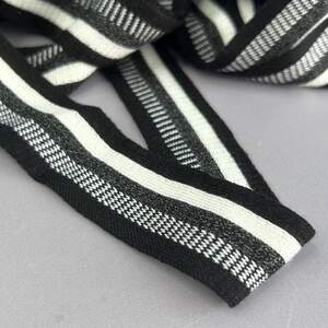Лампасная тесьма трикотажная 3 см - черная с белым