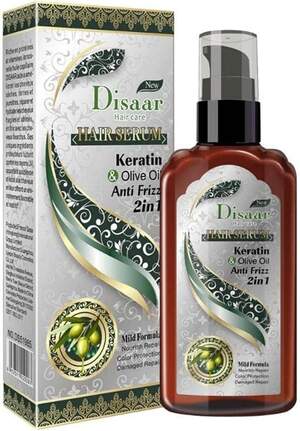 Масло-сыворотка для волос Disaar Keratin Hair Care Olive Oil Anti Frizz 2в1, 120 мл Масло-сыворотка для волос Disaar Keratin Hair Care Olive Oil Anti Frizz 2в1, 120 мл