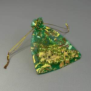 Мешочек подарочный из органзы 9х12 см - зеленый