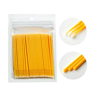 Микробраши (микроаппликаторы) для ресниц и бровей в пакете Желтые, 100 шт