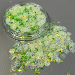 Мини блестки разной формы - 500 г зеленый микс
