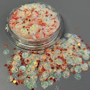 Мини блестки разной формы - 500 г оранжевый микс