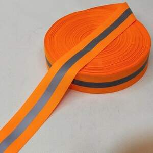 На метраж лента-тесьма светоотражающая 5см, оранжевая На метраж лента-тесьма светоотражающая 5см, оранжевая