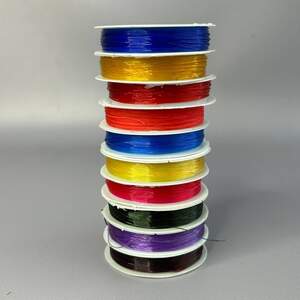 Набор 10 шт цветной силиконовой нити-резинки для бижутерии 0,6 мм 6,5 метров Набор 10 шт цветной силиконовой нити-резинки для бижутерии 0,6 мм 6,5 метров