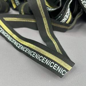 Окантовочная трикотажная бейка-резинка, с золотом 2см Окантовочная трикотажная бейка-резинка, с золотом 2см