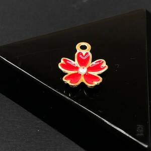 Подвеска Красный цветок 14х17 мм, цвет Золото