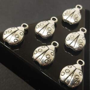 Подвеска Божья коровка 10х15 мм металлическая, цвет Серебро