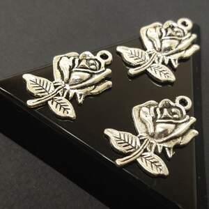 Подвеска Роза 17х25 мм металлическая, цвет Серебро