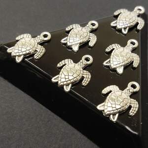 Подвеска Черепашка 12х16 мм металлическая, цвет Серебро
