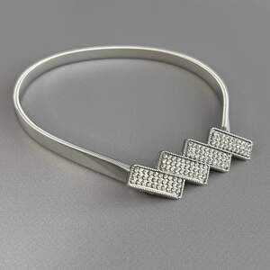 Подхват для штор металлический со стразами - Доминошки серебро Подхват для штор металлический со стразами - Доминошки серебро