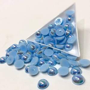 Полубусины перламутровые 10 мм, 10 гр/уп цвет - голубой с АВ покрытием - А10 Полубусины перламутровые 10 мм, 10 гр/уп цвет - голубой с АВ покрытием - А10