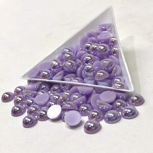 Полубусины перламутровые 8мм, 10 гр/уп - цвет сиреневый #А27 с АВ покрытием