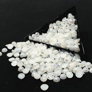 Полубусины пришивные 6 мм, 20 гр/уп цвет - белый с АВ покрытием