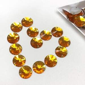 Полубусины пришивные граненые 12 мм, 20 г/уп цвет - желтый Полубусины пришивные граненые 12 мм, 20 г/уп цвет - желтый