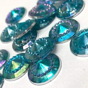 Полубусины пришивные граненые 16 мм, 25 шт цвет - голубой с переливами Полубусины пришивные граненые 16 мм, 25 шт цвет - голубой с переливами