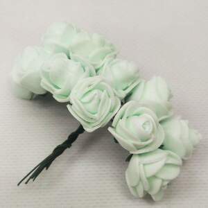 Розочки из фоамирана с фатином (12шт) цвет - Мятный