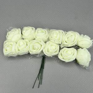 Фоамирановые розочки с фатином 1 букет (12шт) - Айвори