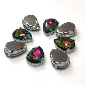 Стразы в цапах 13х18 мм (стекло) Капля, хамелеон