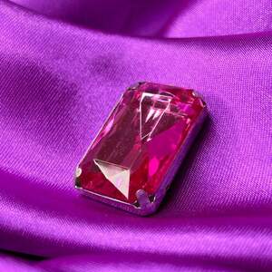 Стразы в цапах пришивные, прямоугольные 20х30 мм - розовый