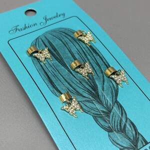 Украшение для волос и косичек - набор 5 шт Бабочки золото