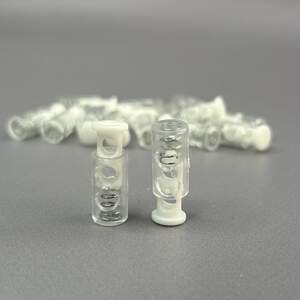 Фиксатор для шнура пластиковый, прозрачный - 20 мм - белый