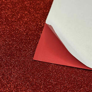 Фоамиран красный с глиттером клеевая основа1,6 мм, 1 лист А4