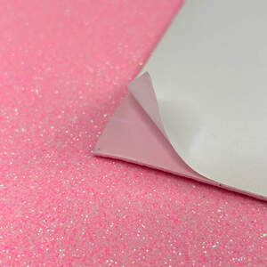 Фоамиран с глиттером на клеевой основе 1,6 мм, - 1 лист А4 - розовый (#H08)