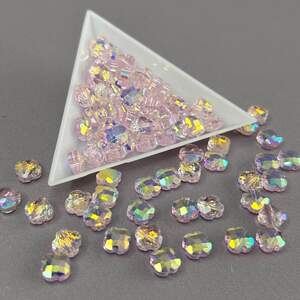 Хрустальная бусина граненый клевер 8 мм - розовый с переливом