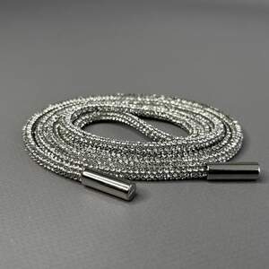 Шнурок стразовый 4 мм, длина 120 см - кристал белый