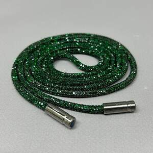 Шнурок стразовый 4 мм, длина 120 см - кристал зеленый